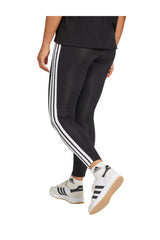 Legging fitness long coton femme - 3 bandes noir blanc