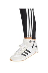 Legging fitness long coton femme - 3 bandes noir blanc